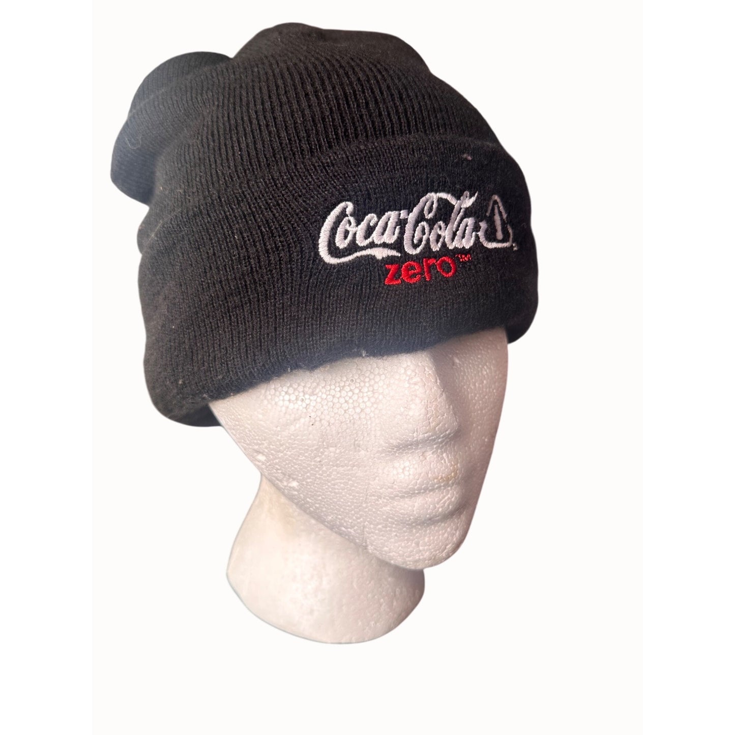 Coca-Cola Zero Black work Beanie Hat  Polyester Unisex Embroidered Winter