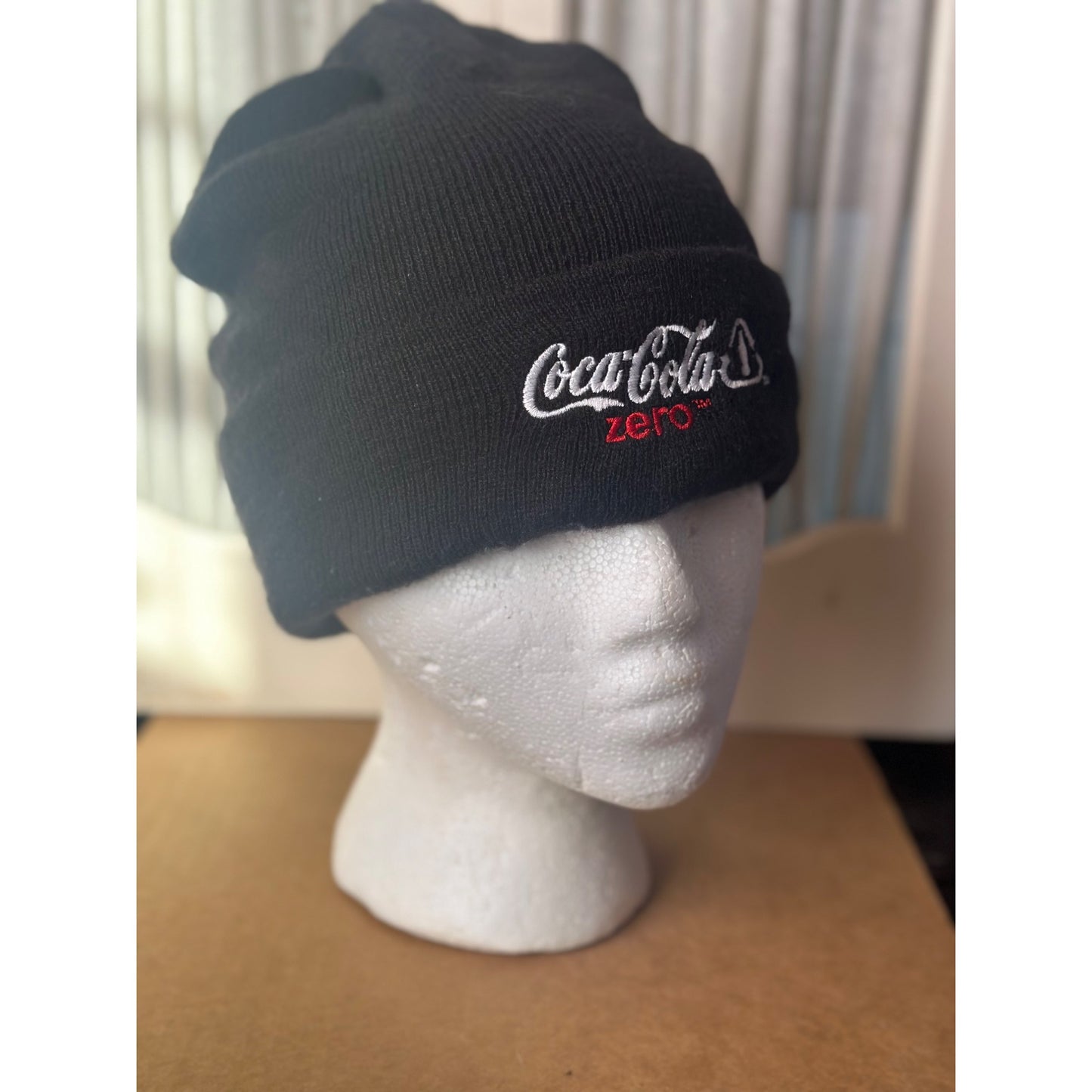 Coca-Cola Zero Black work Beanie Hat  Polyester Unisex Embroidered Winter