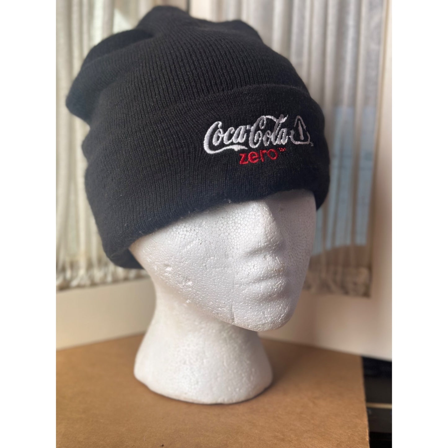 Coca-Cola Zero Black work Beanie Hat  Polyester Unisex Embroidered Winter