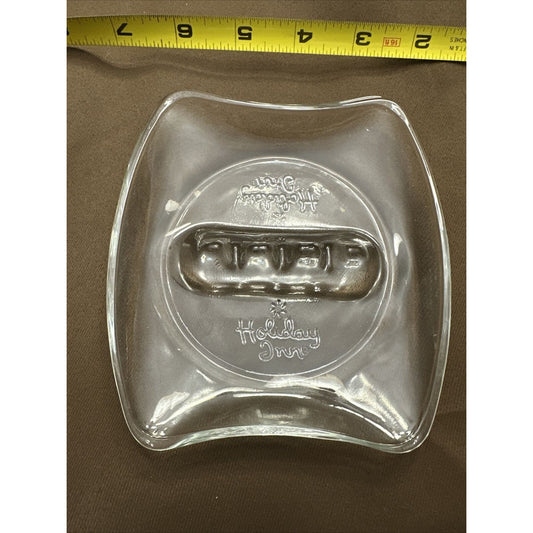 Holiday Inn Clear Embossed Glass Ashtray Collectible Excellent Condition