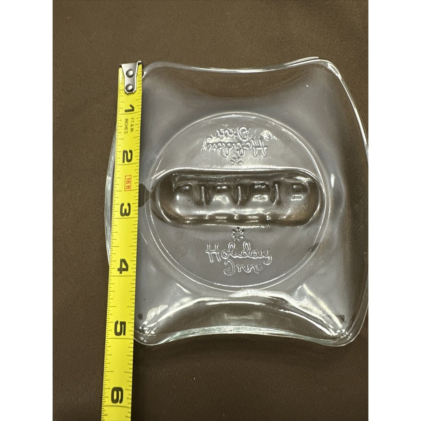 Holiday Inn Clear Embossed Glass Ashtray Collectible Excellent Condition