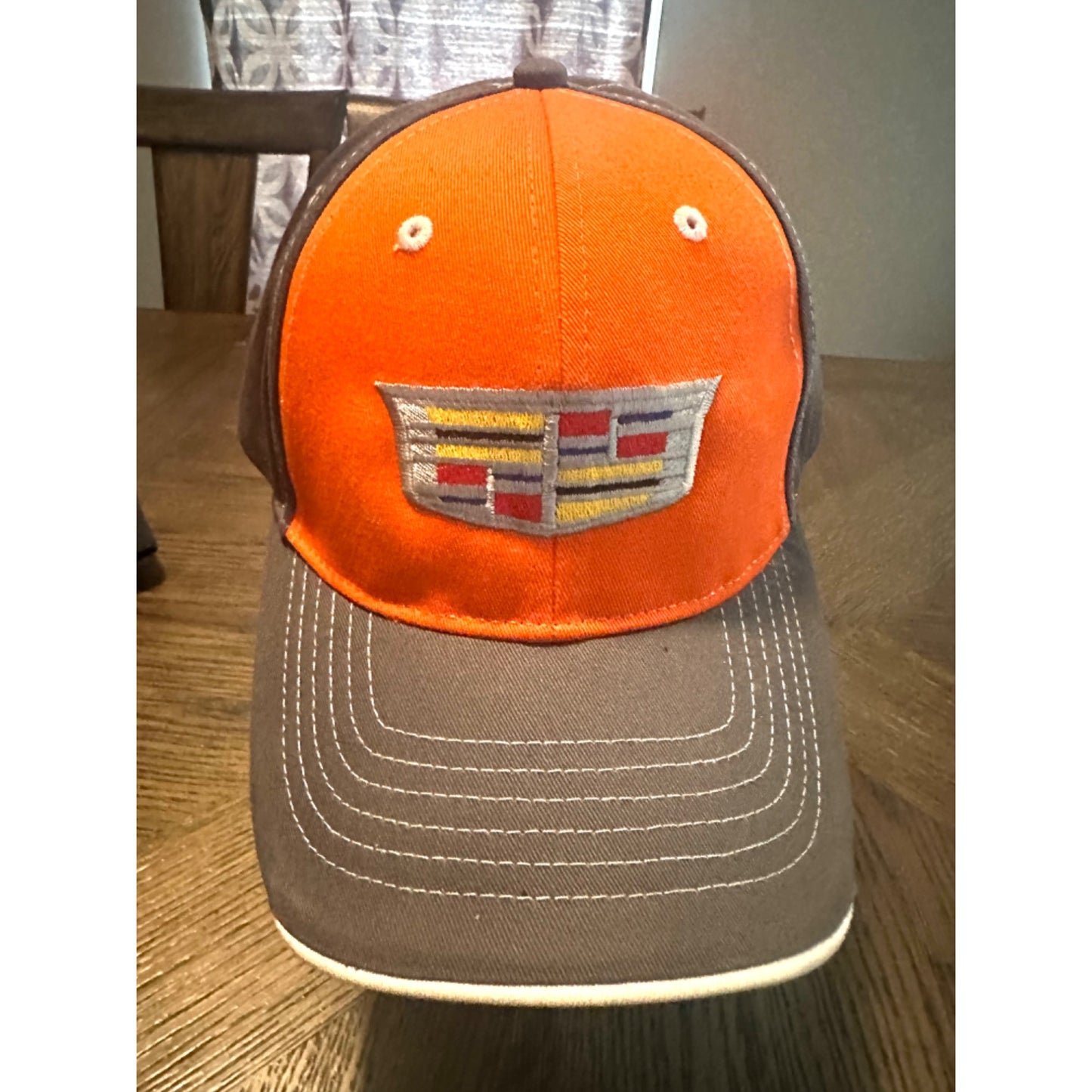 Cadillac Logo Sportsman Baseball Cap Adjustable 100% Cotton Orange & Gray