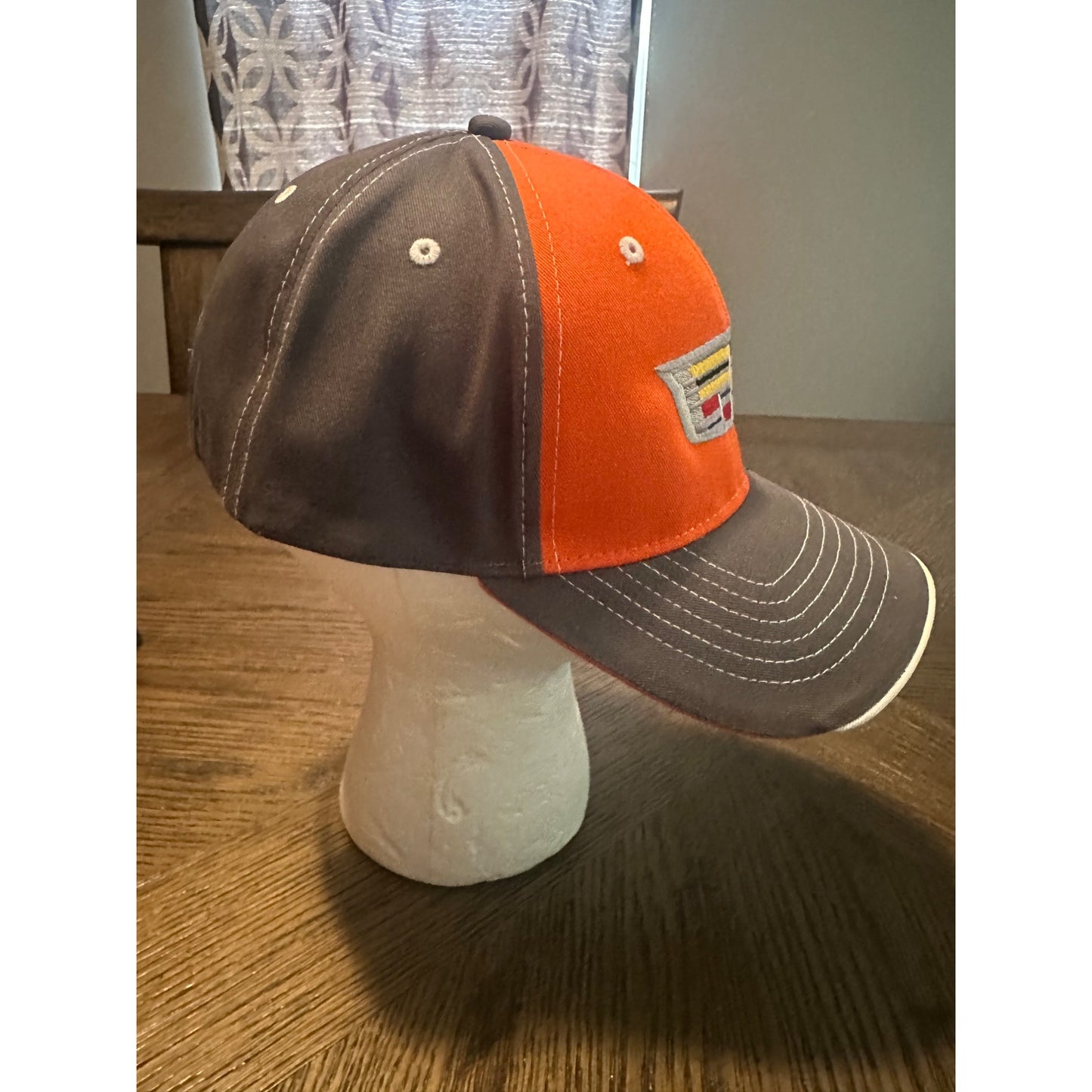 Cadillac Logo Sportsman Baseball Cap Adjustable 100% Cotton Orange & Gray