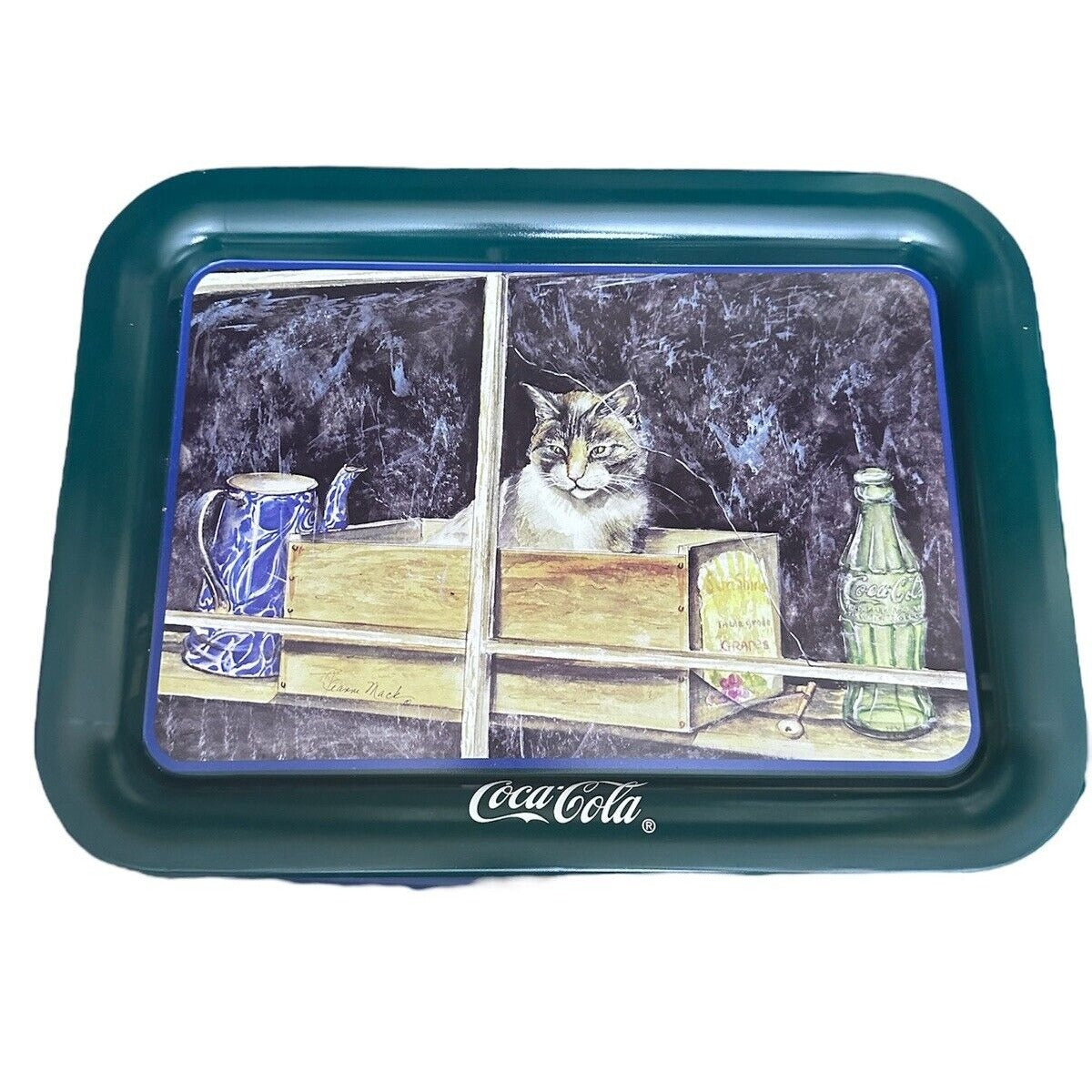 COCA-COLA “CAT IN WINDOW"  RARE VINTAGE 1994  BY JEANNE MACK Metal Serving Tray