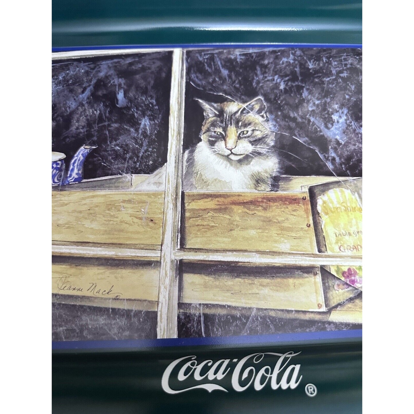 COCA-COLA “CAT IN WINDOW"  RARE VINTAGE 1994  BY JEANNE MACK Metal Serving Tray