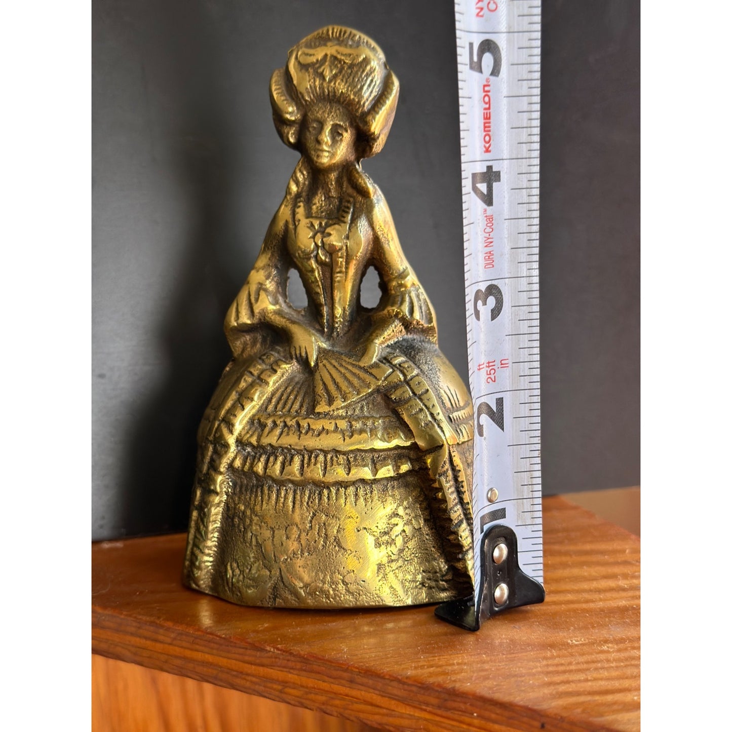 Vintage Brass Victorian Lady Doll Shape figure Rare unique Hand Casted Bell 5”