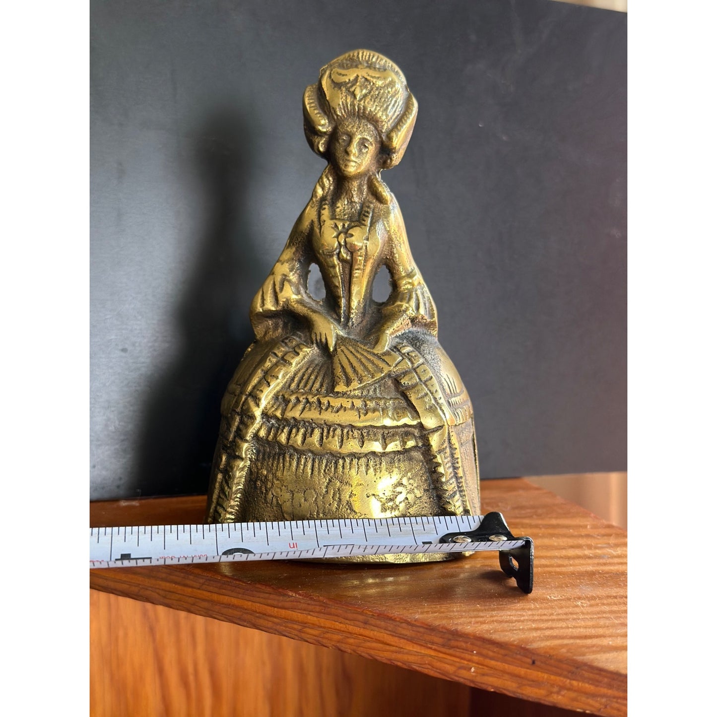 Vintage Brass Victorian Lady Doll Shape figure Rare unique Hand Casted Bell 5”