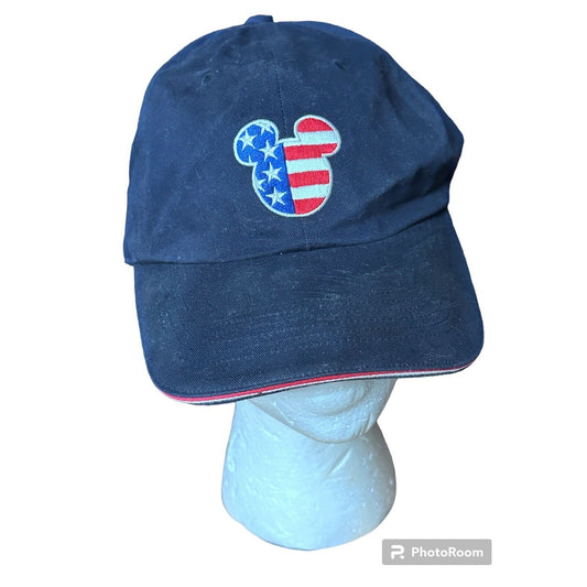 Disney Mickey Mouse Hat Walt Disney World American Flag Ball Cap Strap Back  WDW