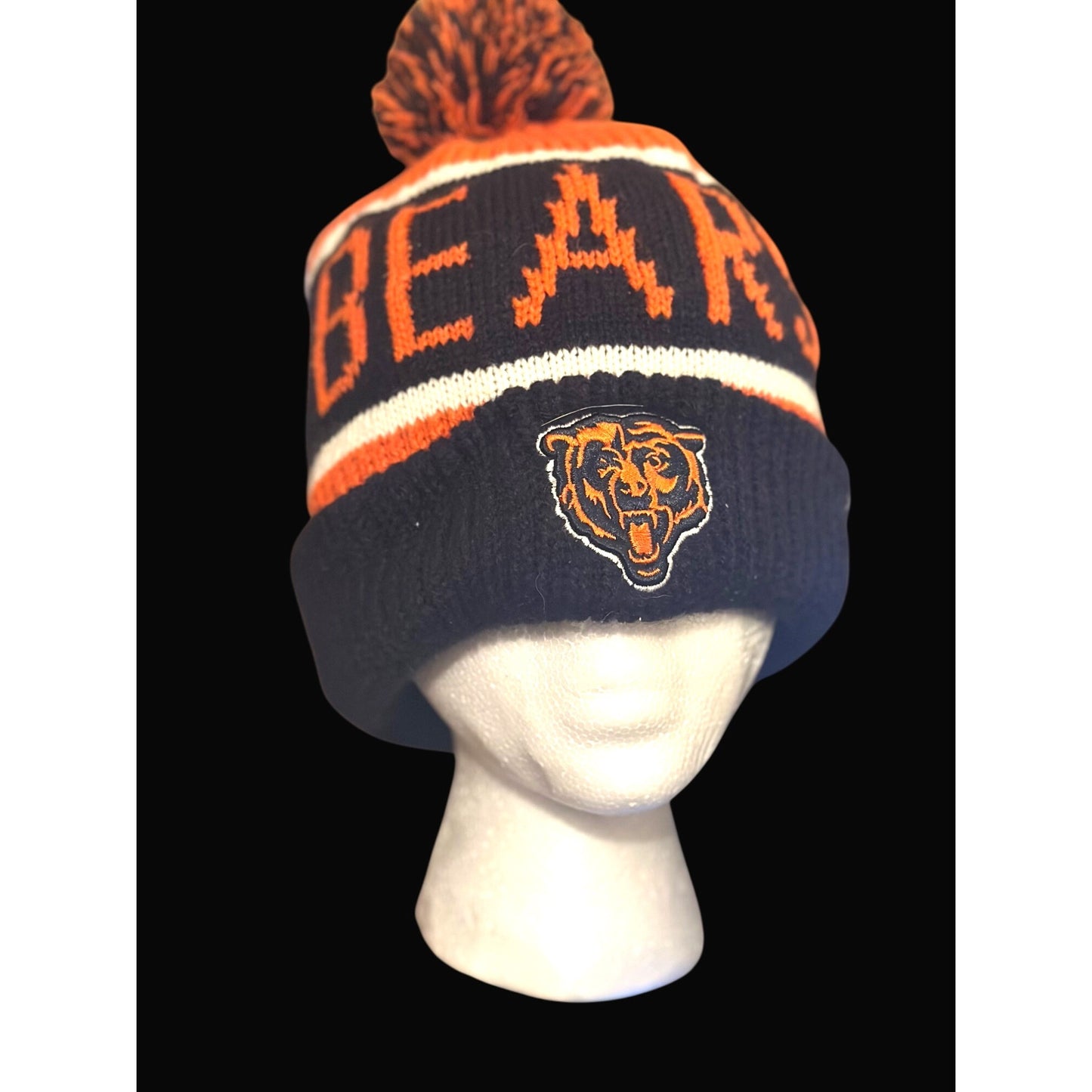 Chicago Bears 47 Brand Knit Pom Beanie Hat Black & Orange One Size Unisex