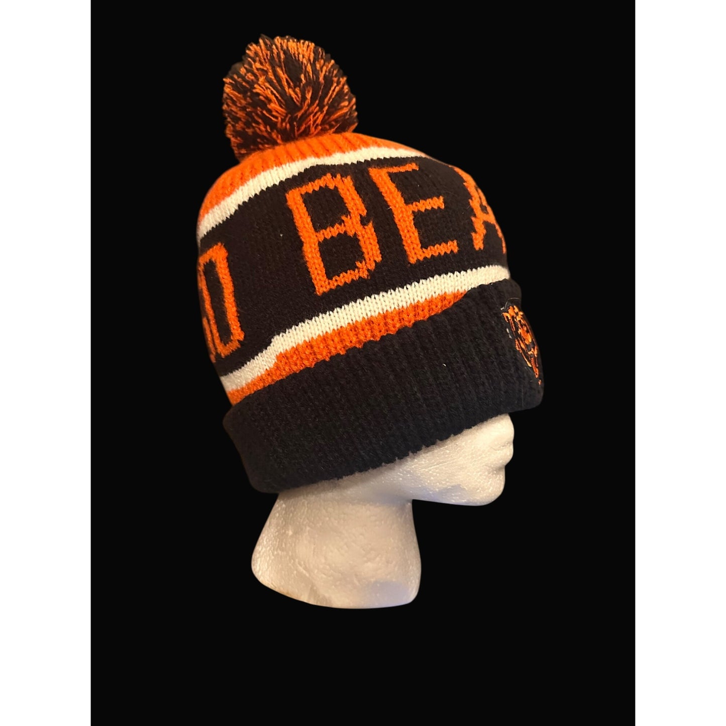 Chicago Bears 47 Brand Knit Pom Beanie Hat Black & Orange One Size Unisex