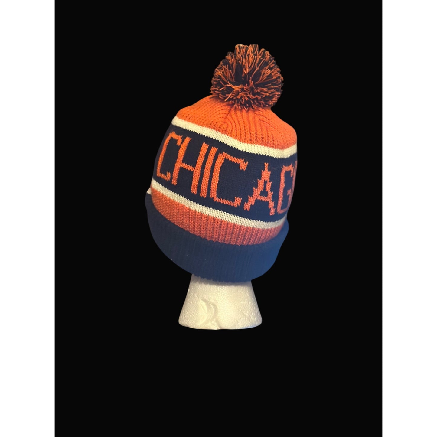 Chicago Bears 47 Brand Knit Pom Beanie Hat Black & Orange One Size Unisex