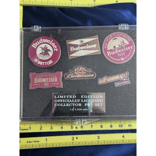 Budweiser limited edition officially licensed collector pin set 6 pins with case.