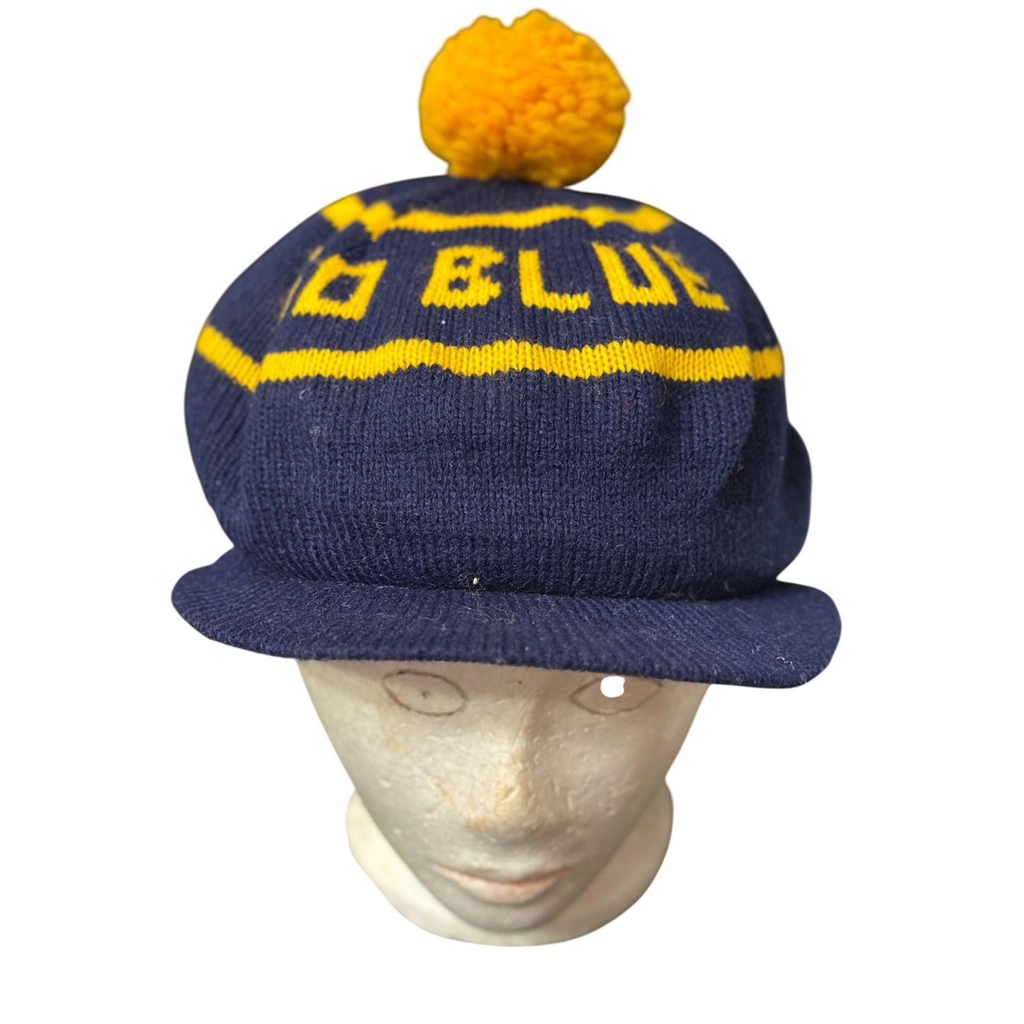 Go Blue Michigan Knit Cap With Yellow Pom-Pom