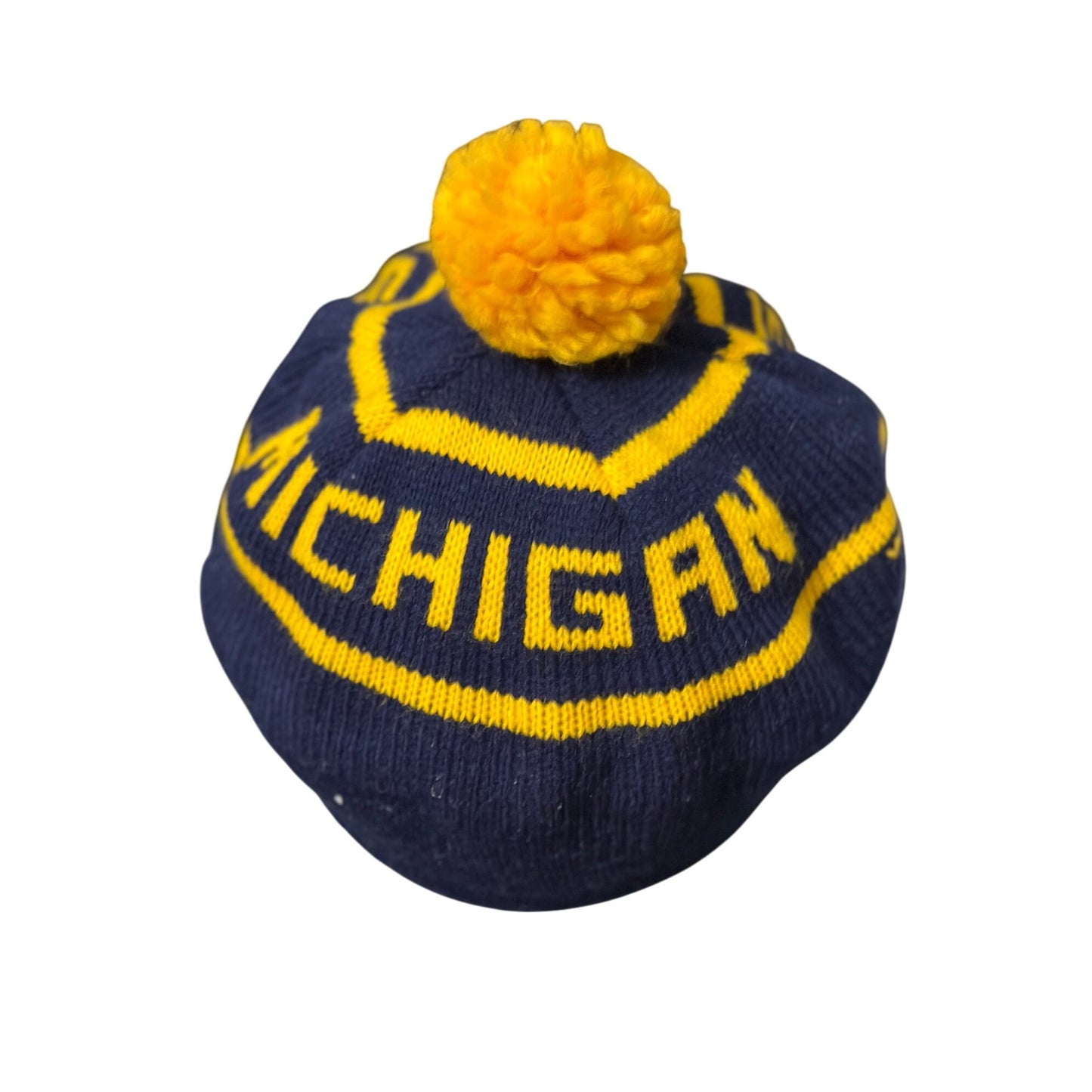 Go Blue Michigan Knit Cap With Yellow Pom-Pom