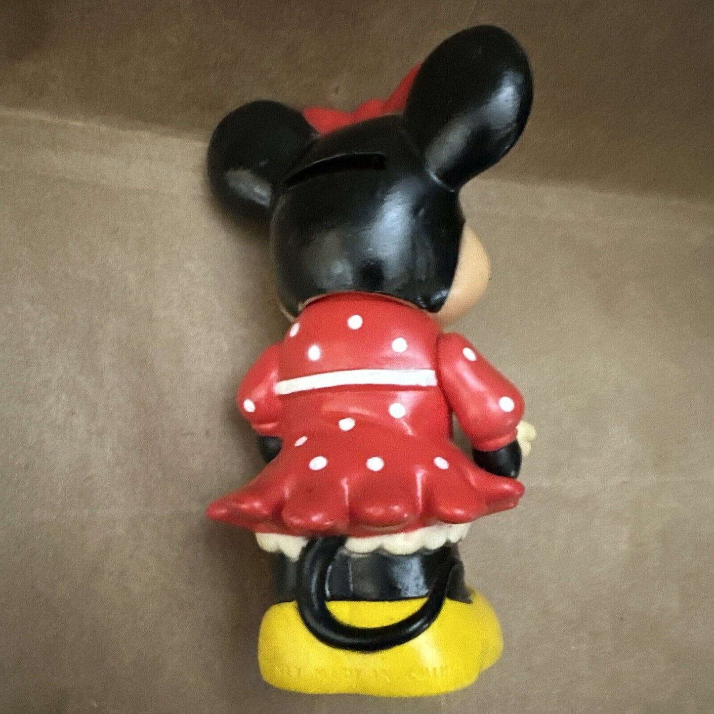 Minnie Mouse 5" Rubber Coin Piggy Bank China 1960s Plug stopper Walt Disney