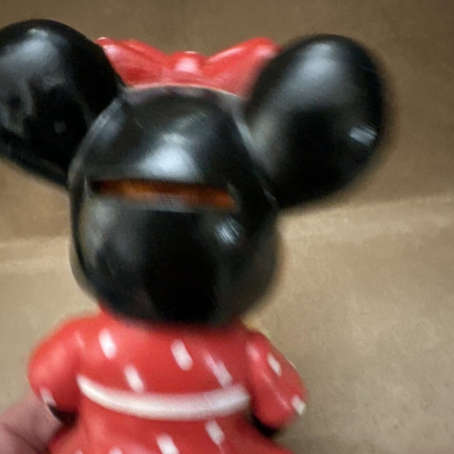 Minnie Mouse 5" Rubber Coin Piggy Bank China 1960s Plug stopper Walt Disney