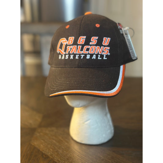 BGSU Falcons Basketball Hat Adjustable Black Orange Embroidered Logo M/L Cotton Adult