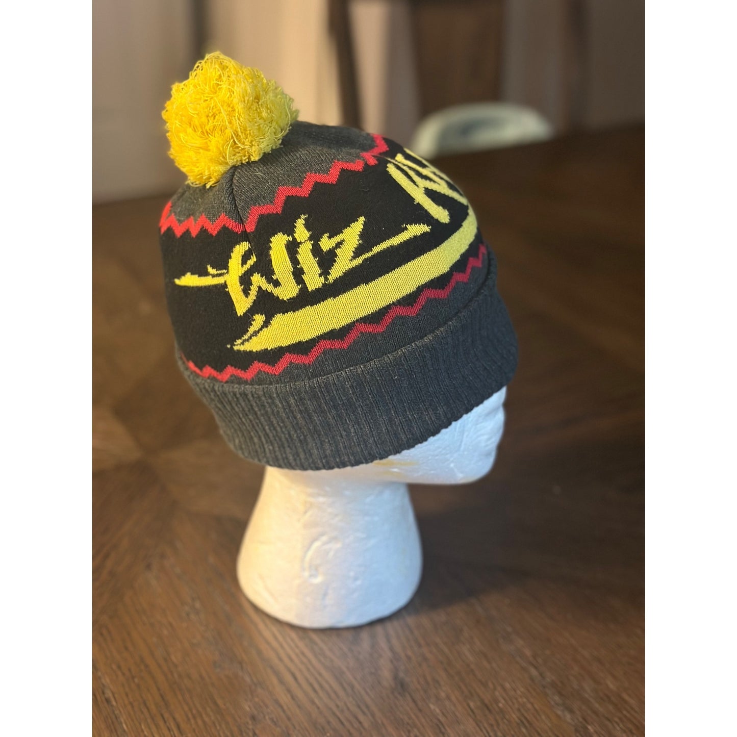 Wiz Khalifa Signature Pom Pom Beanie Hat Black/Red/Yellow One Size Acrylic Winter Cap