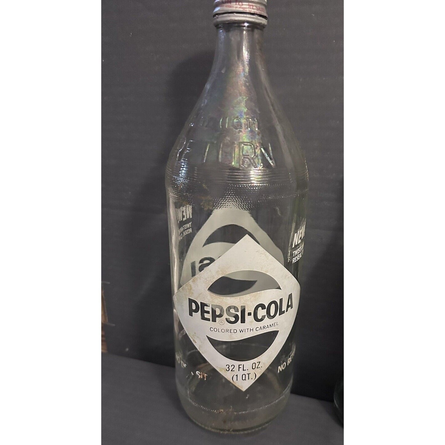 PEPSI COLA Quart No Deposit ND/NR Bottle with cap 1960 Rare