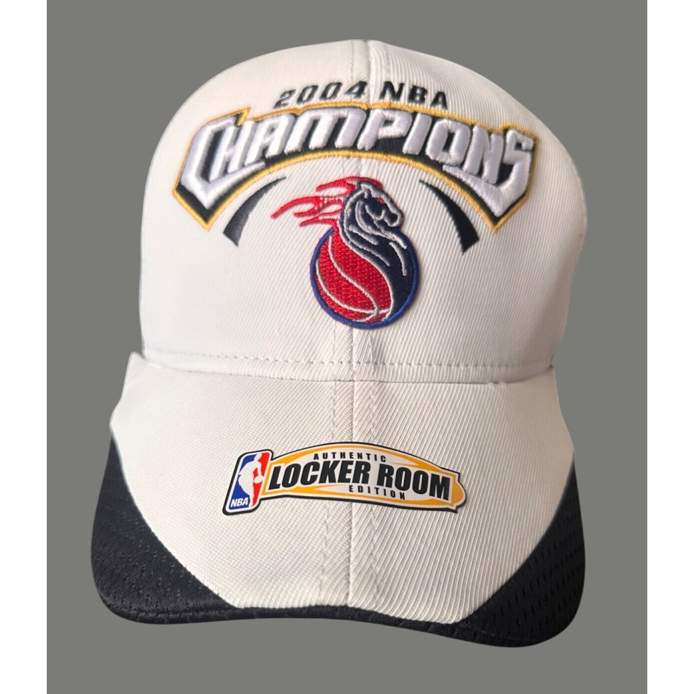 Detroit Pistons Locker Room Hat 2004 NBA Champions Black & White Mesh Cap Reebok