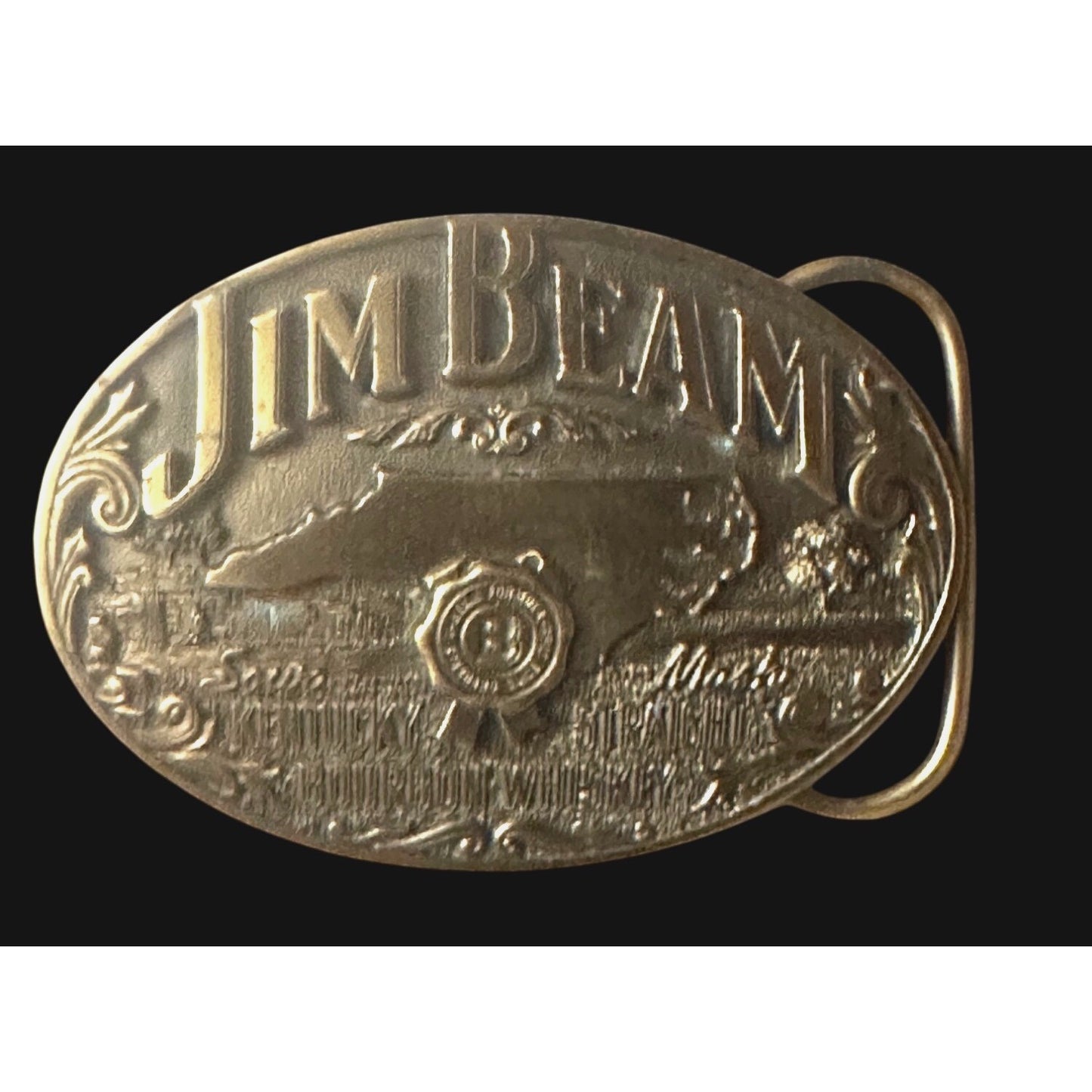 Jim Beam Limited Edition 1996 Brass Belt Buckle Kentucky Bourbon Whiskey Western