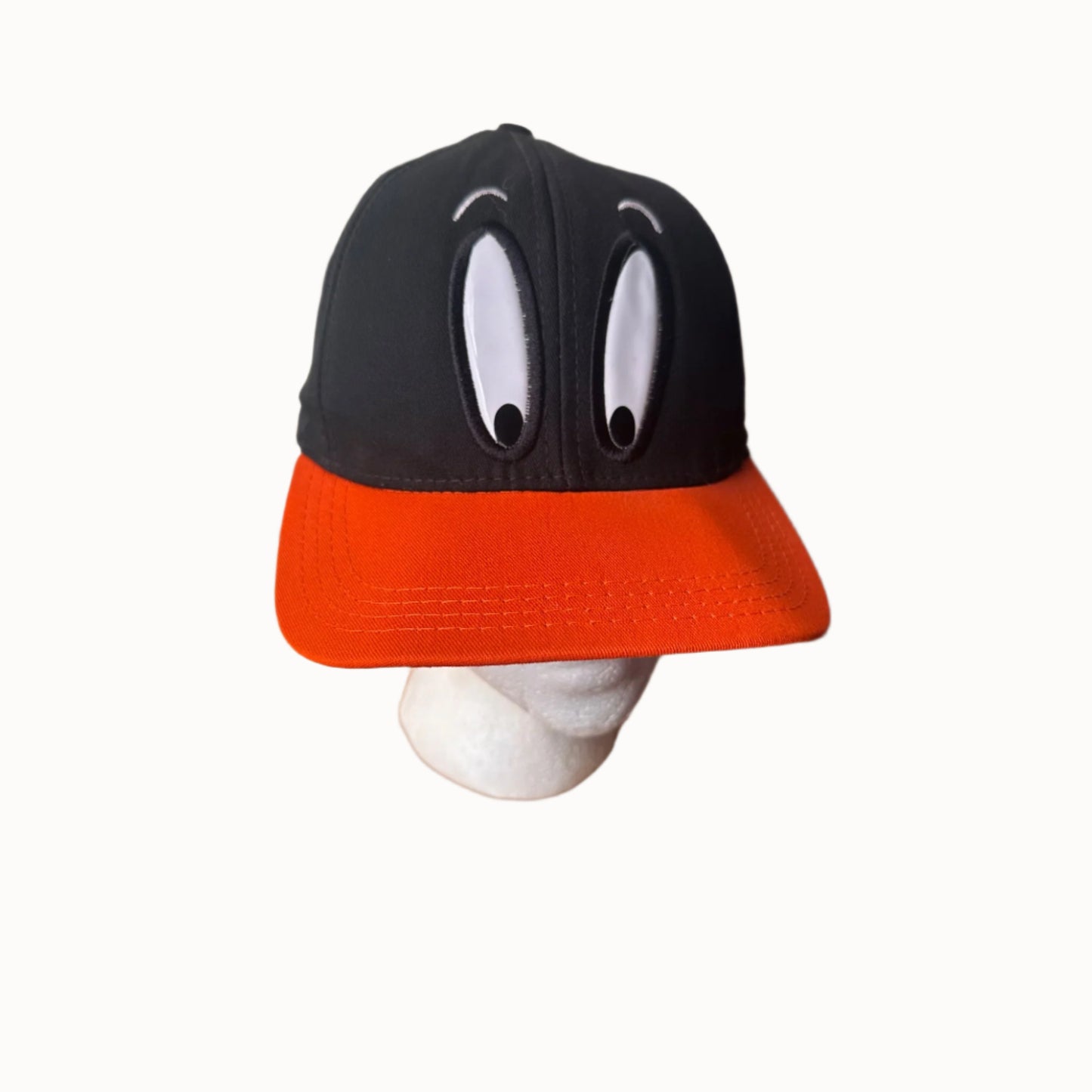 Daffy Duck Snapback Hat Cartoon Eyes & Orange Brim Warner bros store vtg