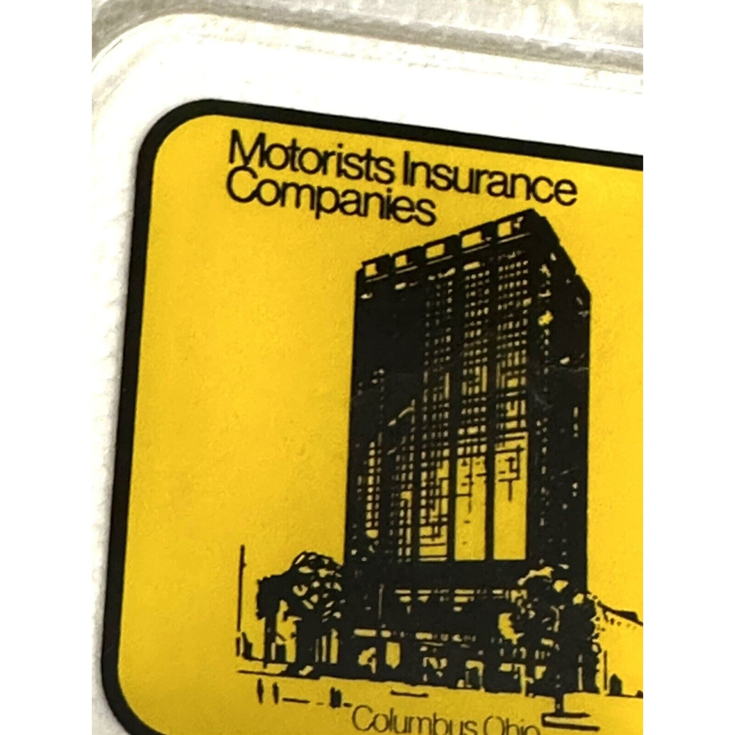 Motorists Insurance Company Square Glass Ashtray Columbus Ohio  Vintage