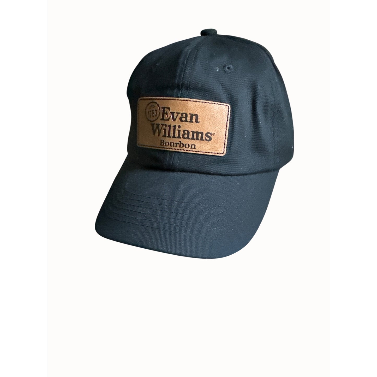 Evan Williams Bourbon Leather Logo Patch Gearmill Black Hat With Leather Strap