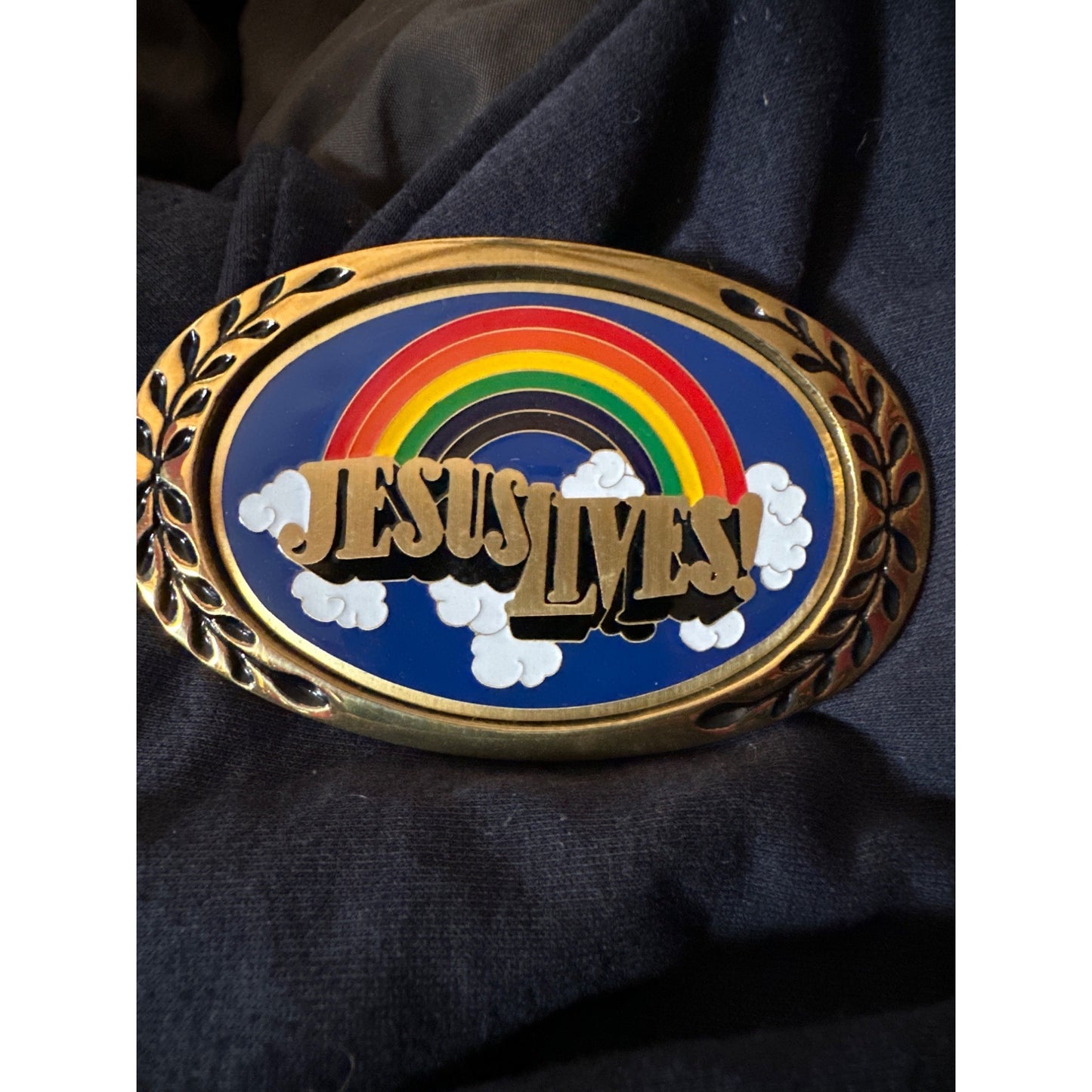 Heritage Buckles Solid Brass Belt Buckle With Rainbow Jesus Lives!