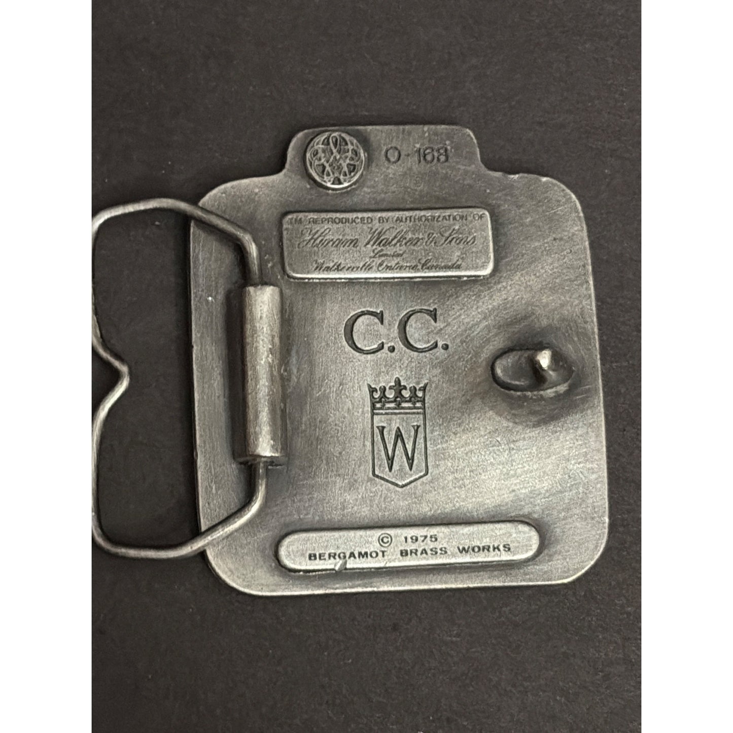 1975 Bergamot Brass Works Canadian Club Whiskey Belt Buckle