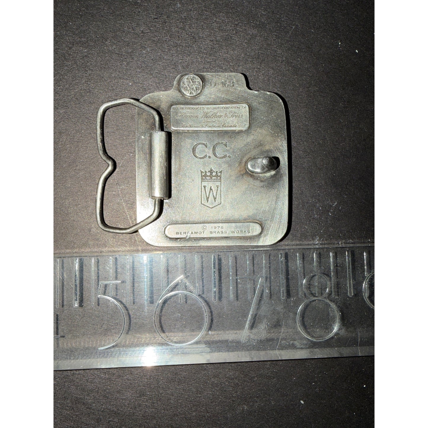 1975 Bergamot Brass Works Canadian Club Whiskey Belt Buckle