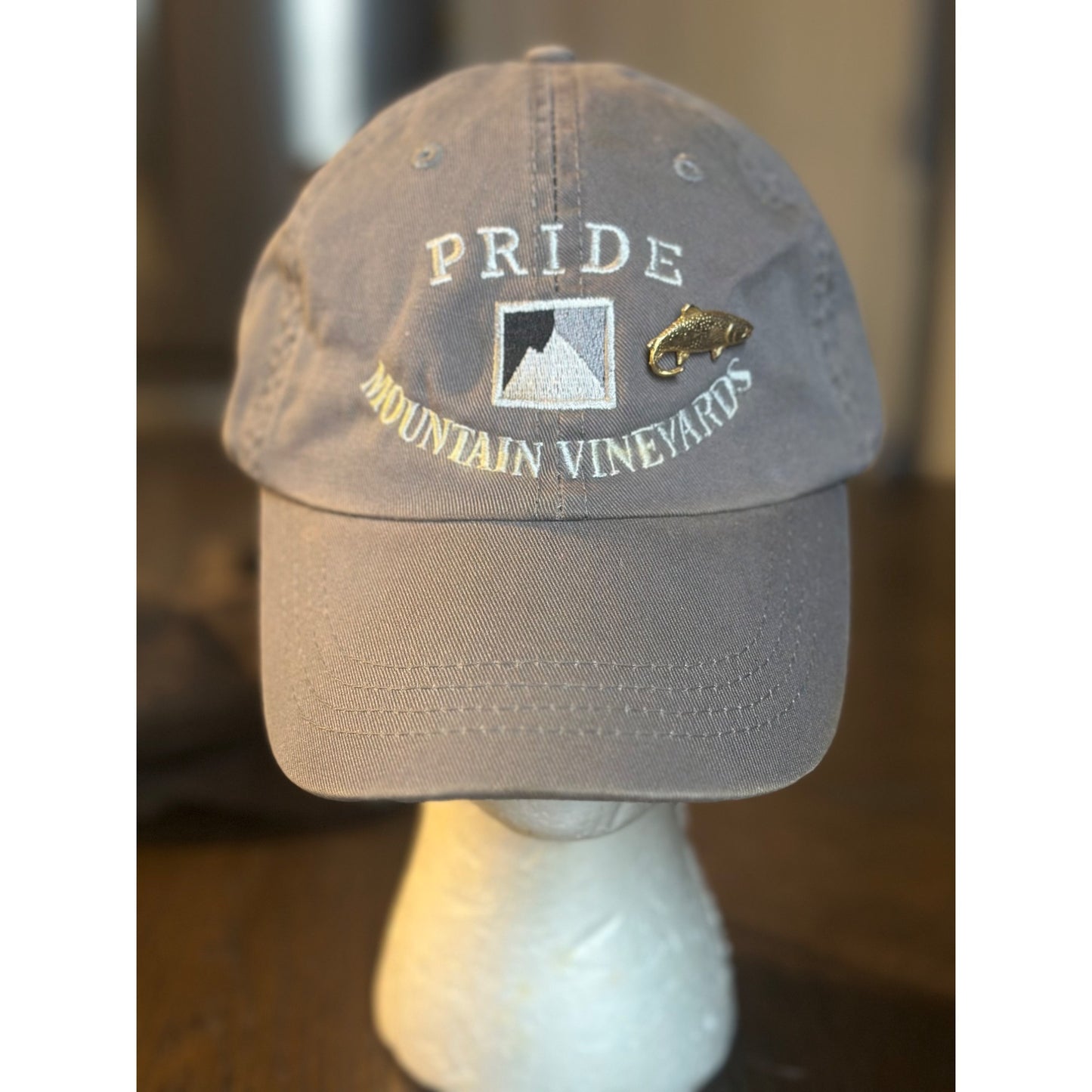 Pride Mountain Vineyards Embroidered Cap With Fish Pin By Alternative Adjustable Strap