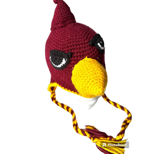 Hand Crochet Cardinal Red Bird Beanie Head Cover