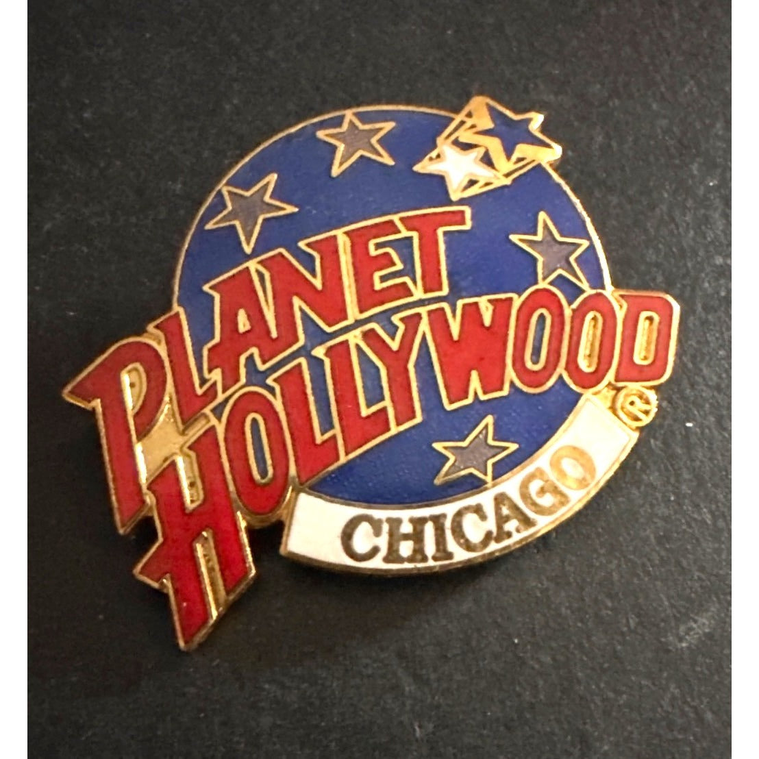 Vintage Planet Hollywood Chicago Pin Badge Blue/Red/Gold Collectible Memorabilia