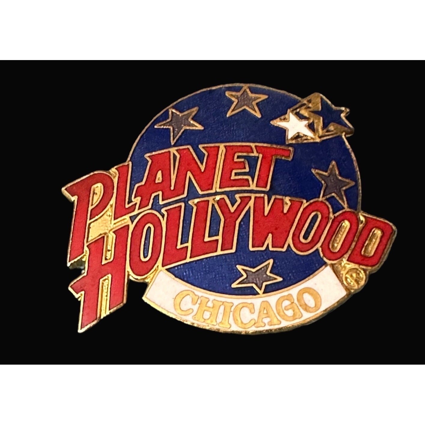 Vintage Planet Hollywood Chicago Pin Badge Blue/Red/Gold Collectible Memorabilia