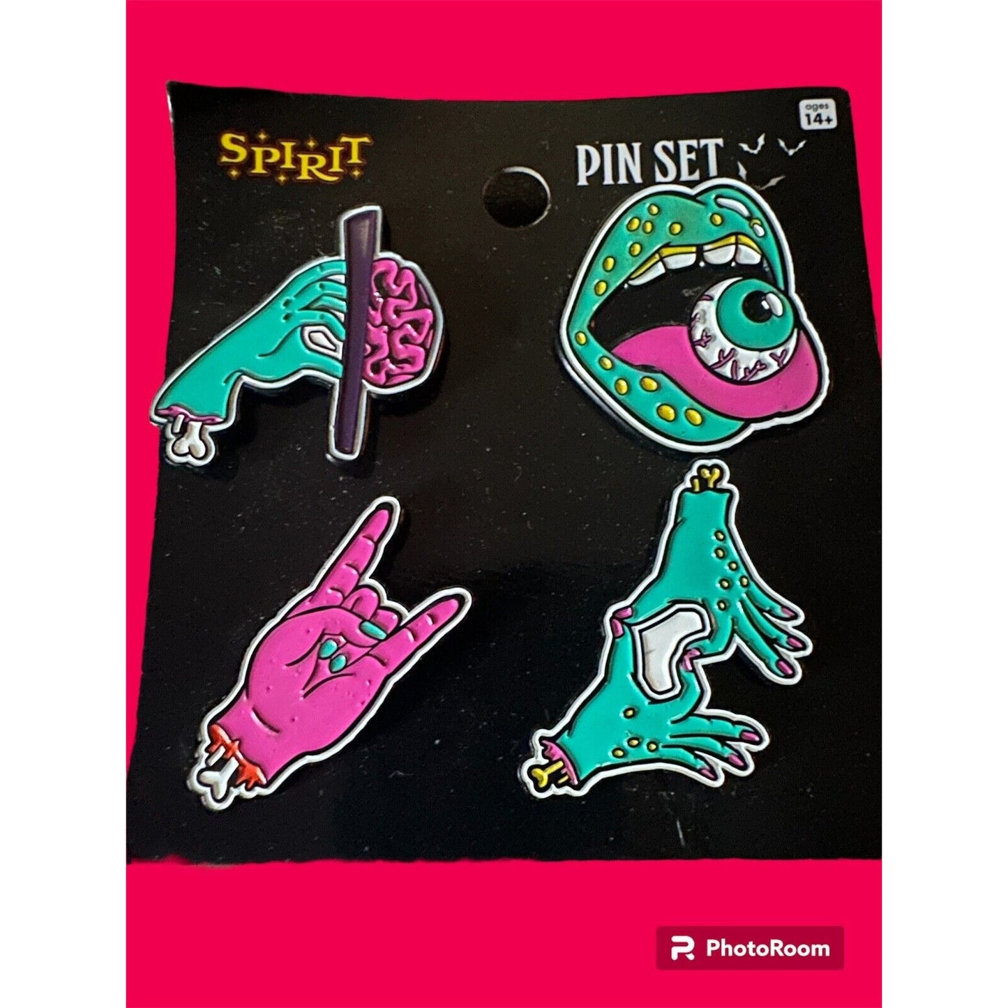 Spirit Halloween Zombie Pin Set Enamel Lapel ( 4 Piece Set ) 2023