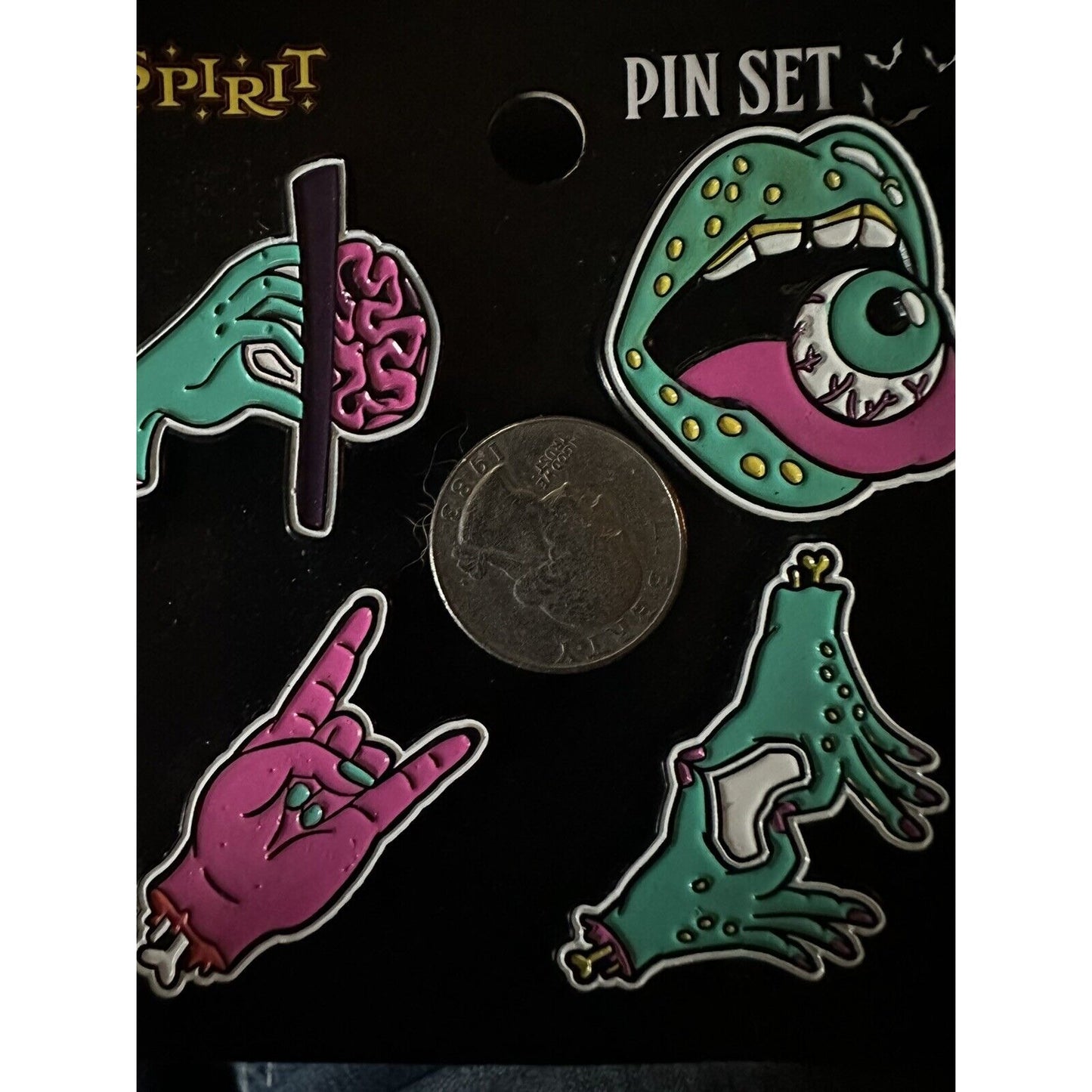 Spirit Halloween Zombie Pin Set Enamel Lapel ( 4 Piece Set ) 2023