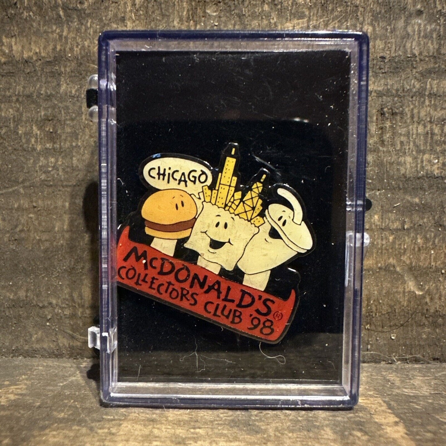 McDonald's Chicago Collectors Club '98 Enamel Pin Hamburger Fries Drink