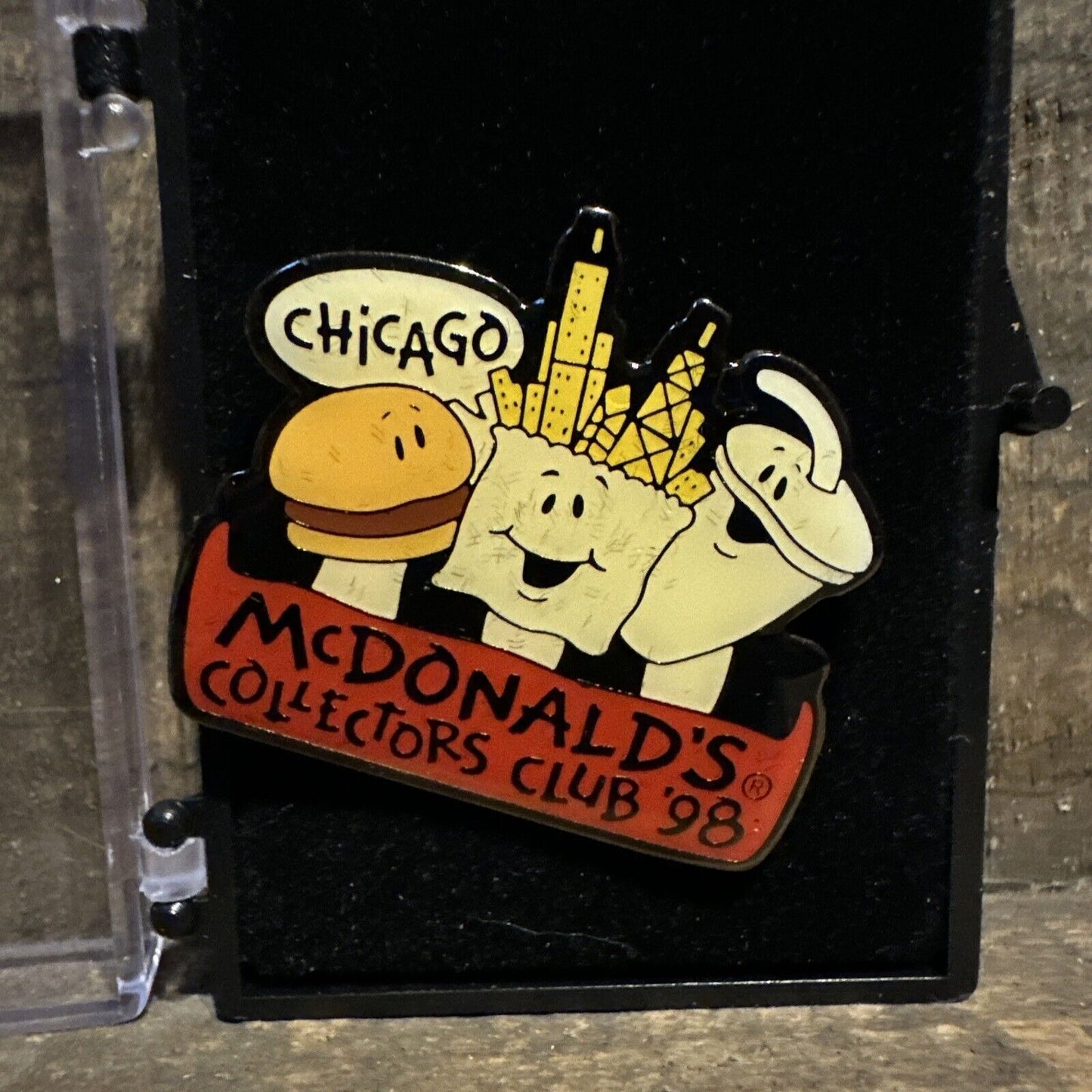 McDonald's Chicago Collectors Club '98 Enamel Pin Hamburger Fries Drink