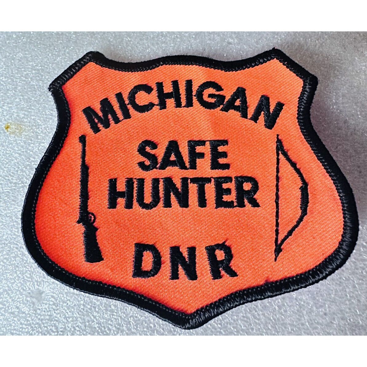 DNR Vintage Michigan Safe Hunter Orange Iron Sew On Patch Bow Rifle Hunting