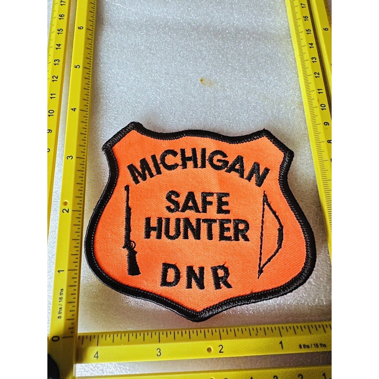 DNR Vintage Michigan Safe Hunter Orange Iron Sew On Patch Bow Rifle Hunting