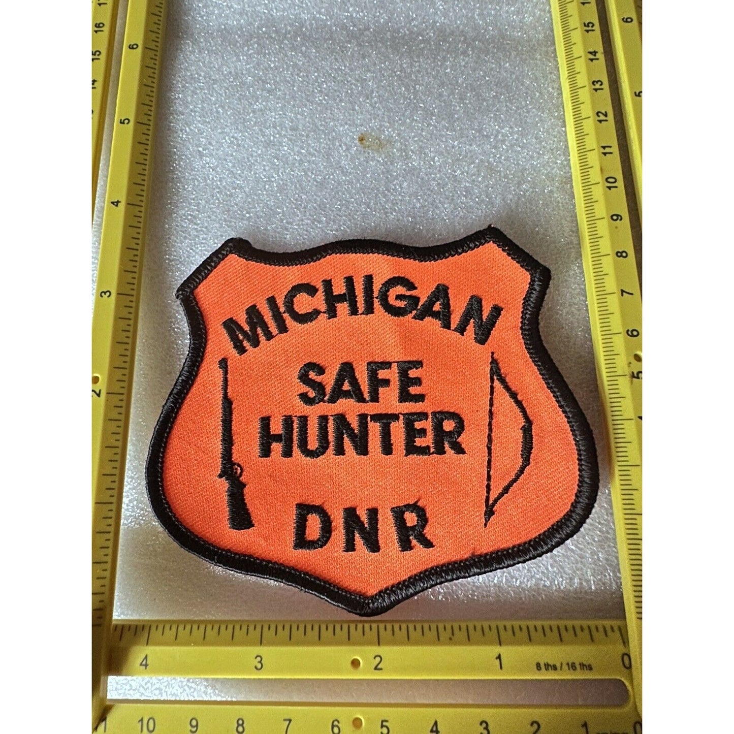 DNR Vintage Michigan Safe Hunter Orange Iron Sew On Patch Bow Rifle Hunting