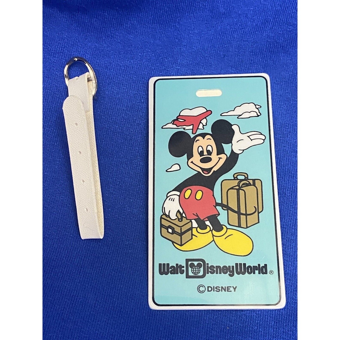 Luggage Tag Mickey Mouse Suitcase Plane Plastic New VTG (b) Walt Disney World