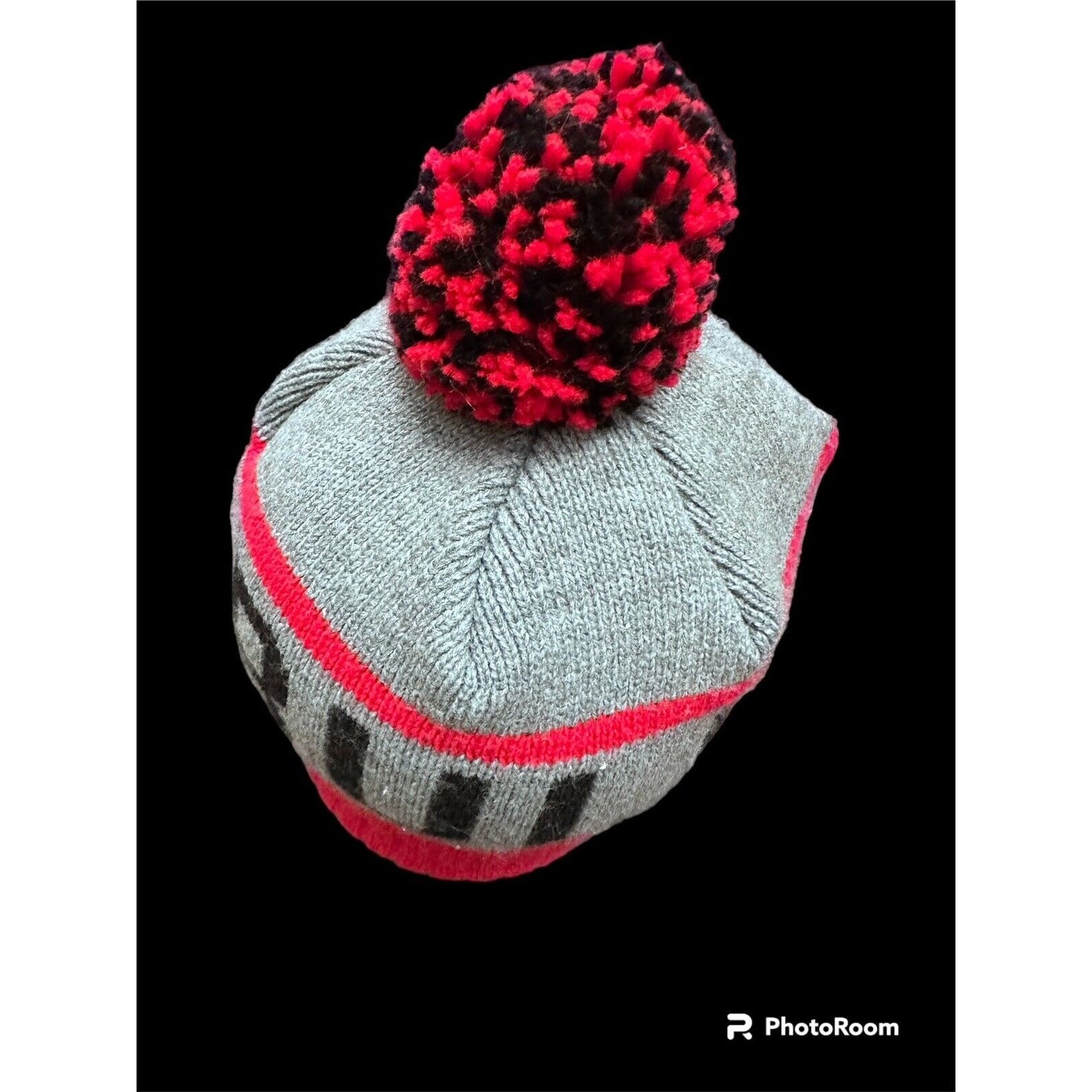 Chicago Bulls NBA Red Gray Cuffed Knit Pom Winter Hat Cap