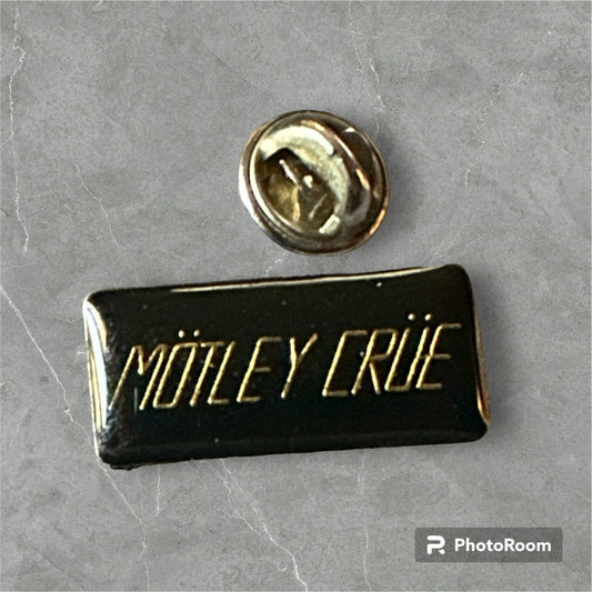 MOTLEY CRUE 80'S BLACK & GOLD ENAMEL TACK PIN HEAVY METAL BAND Vintage