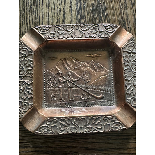 Suisse Schweiz Switzerland Swiss alpine Souvenir copper Ashtray