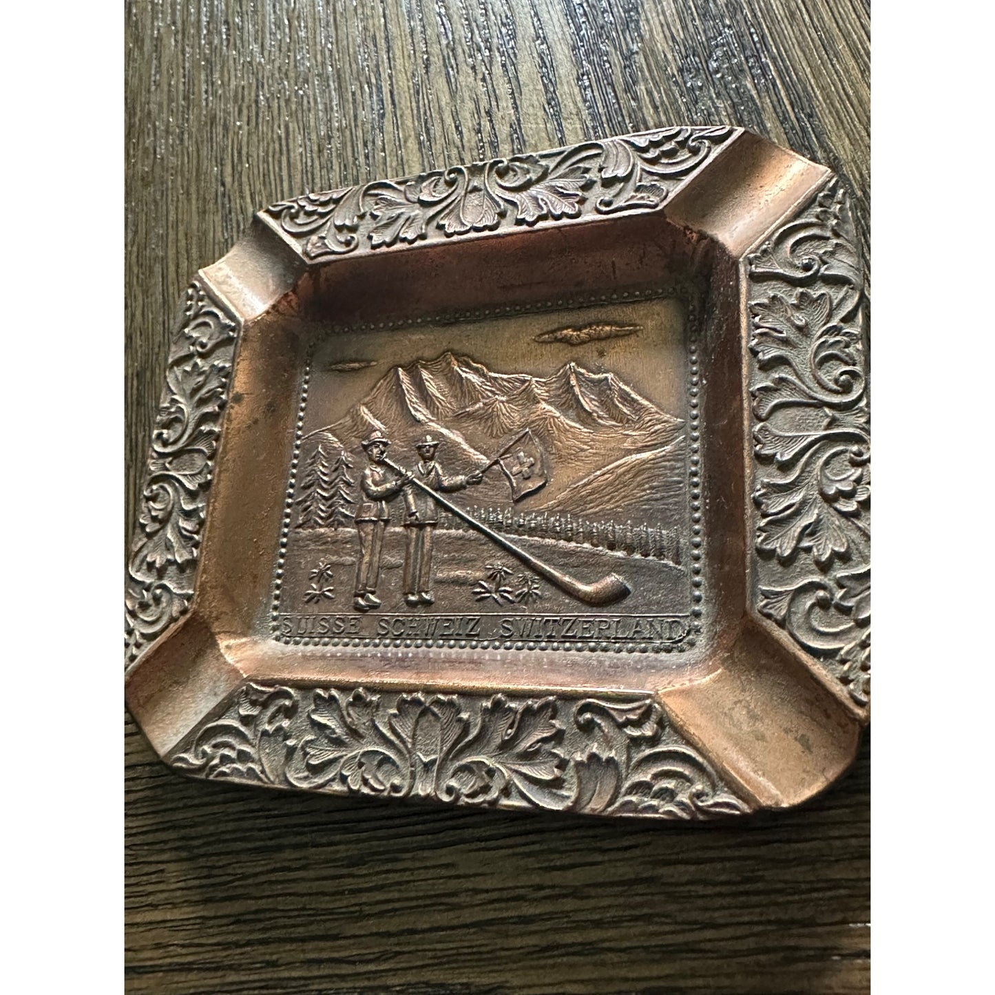 Suisse Schweiz Switzerland Swiss alpine Souvenir copper Ashtray