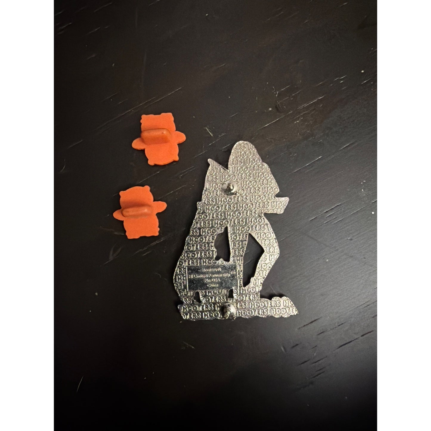 Hooters Daytona Pin-Up Girl Metal Lapel Pin owl  Rubber Clasps