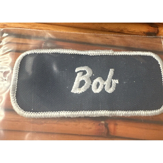 BOB Vintage Name Tag Job Work Shirt Blue White Sew-On Patch 1960's