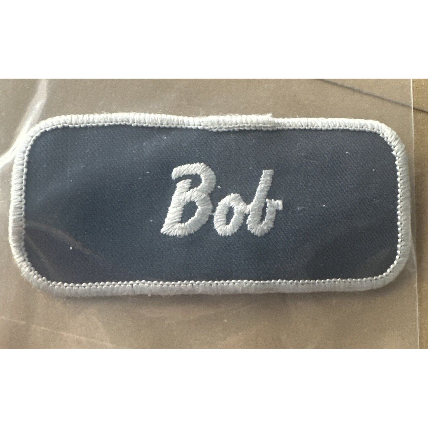 BOB Vintage Name Tag Job Work Shirt Blue White Sew-On Patch 1960's